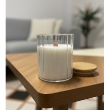 Özdemcandle Çizgili Cam Kavanoz Dekoratif Kokulu Büyük Boy Soya Mum 9x10 Cm Koku Seçenekleri İçin Ürün Açıklamasını İnceleyiniz Krem
