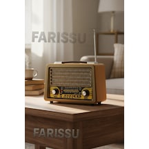 Gerçek Ahşap Eskitme Görünümlü Rt-750 Nostaljik Müzik Kutusu 3 Band Radyo / Bluetooth / Usb