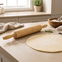 Bambu Merdane, Doğal Bambu Hamur Açma Merdanesi, Sabit Ve Döner Mekanizmalı Varyasyon Seçenekli Ahşap Mutfak Merdanesi, Börek Pizza Kurabiye Pasta Hamuru Açma İçin