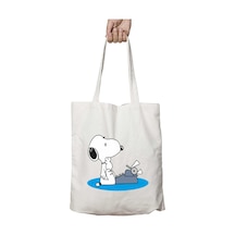 Art Hediye Snoopy-vector-png İki Tarafı Kalıcı Baskılı Yıkanabilir Okul Plaj Omuz Bez Çantası Çok Renkli