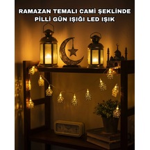 Ramazan Ve Bayram Dekoratif Led Işık Cami Figürlü Sıcak Sarı Aydınlatma Çok Renkli