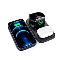 Ally W66 15w 3 İn1 Android + Apple Uyumlu iPhone Taşınabilir Mini Kablosuz Hızlı Şarj Stand - Hs08377954-2 Siyah