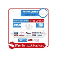 Easy Clean Çamaşır Suyu Katkılı Mopa Uyumlu Yer Temizlik Havlusu&mendili 3x50 150 Yaprak 0