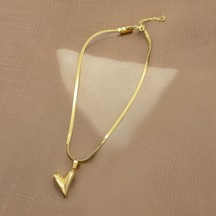 Kalbinizi Taşıyan Şık Kalp Model Gold Renk 316l Antialerjik Şık Çelik Kadın Kolye Gold