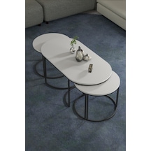 Orta Sehpa Zigon Sehpa Yan Sehpa 3 Lü Set Dolunay Beyaz