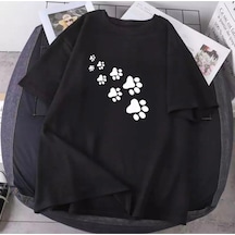 Startmore Kadın Pati Baskılı Oversize Siyah