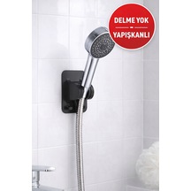 Yapışkanlı Duş Başlığı Tutucu Ayarlı Delmeden Duvara Monte Siyah Duş Askısı Siyah Diğer