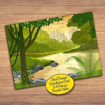 Yeşil Ova, Dağlar Doğa Çocuklara Özel Puzzle Yapboz Tablo-28813
