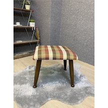 Trend Ceviz Ekose Hardal Ahşap Ayak Uzatma Pufu Makyaj Koltuğu Bench Tabure