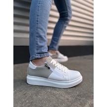 Warrior Bağcıklı Ve Fermuarlı Cilt Süet Erkek Günlük Sneaker Ayakkabı Csbt - Beyaz/gri Çok Renkli