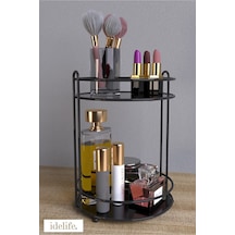 Banyo Organizer, 2 Katlı Sunumluk,kozmetik Banyo Organizer ,ıkramlık Rafı, Baharatlık Standı Gri