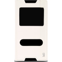 Sony Xperia M5 Gizli Miknatisli Pencereli Magnum Kilif Beyaz 202933641