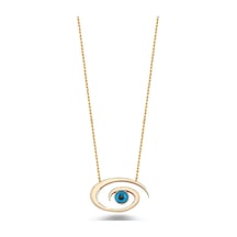 Oval Model Zirkon Taşlı Göz Kolye (498188652)