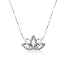Gümüş Lotus Çiçeği Kolye - Tek Ebat