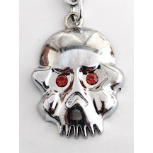 Kırmızı Gözlü İskeletor Kafatası Metal Anahtarlık