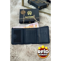 Bayderi Olis Erkek Hakiki Deri Rfid Korumalı Mıknatıs Kapamalı Kartlık Cüzdan-3524 Lacivert