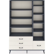 Arges Dolap 9 Raflı 4 Çekmeceli 132x30x195 Antrasit-antrasit/aytaşı Antrasıt/aytası