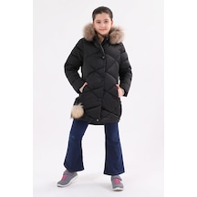 Benitto Kids Kız Çocuk Mont 51273-Siyah