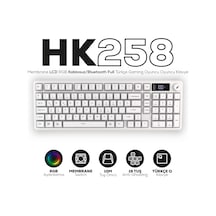 Hk258 Membrane Lcd Rgb Kablosuz/bluetooth Beyaz Full Türkçe Gaming Oyuncu Klavye