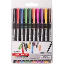 Caretta Cs-55 Softliner Keçeli Kalem 0.4 MM 10'lu Çok Renkli