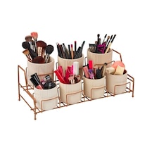 Edora Home Çok Amaçlı Rose Makyaj Organizer, Banyo Düzenleyici - 7 Bölmeli Metal Rose