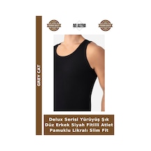Grey Cat Delux Serisi Yürüyüş Şık Düz Erkek Siyah Fitilli Atlet Pamuklu Likralı Slim Fit