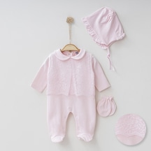 Buse&Eylül Bebe Pembe Uzun Tüllü 3 Parça Kız Bebek Tulum Takım-Pembe