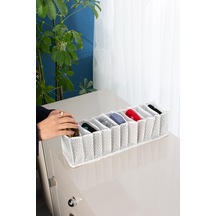 Small 11 Gözlü Çekmece Içi Düzenleyici Organizer Desenli 12 X 40 X 12 Kumaş Gri Tr Diğer
