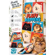 Kedi & Köpek Kurulama Havluları Pomeranian Desenli Hızlı Kuruyan 50x100cm