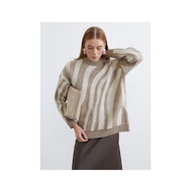 LC Waikiki Alıta Cıty Farkıyla Lcw Modest Kahverengi Triko Desenli Loose & Bol Kadın Tunik Kahverengi - 931130938 Kahverengi