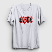 Presmono Unisex Red Black Ac/dc T-shirt Beyaz