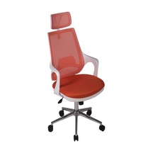 Ofisbazaar Buya Beyaz Fileli Ofis Koltuğu Ergonomik Ve Modern Tasarım Turuncu Turuncu