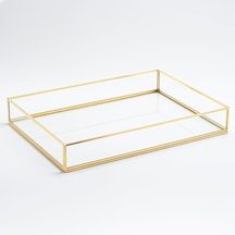 Cam Tepsi Pirinç & Gold 35x25x5cm