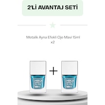 İkili Fırsat Set- Metalik Ayna Efekli Oje Mavi 15ml