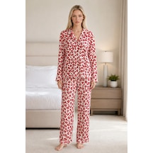 Norcia Sports Kadın Desenli Esnek Bol Kırmızı Pijama Takımı 4735 L Kırmızı Kırmızı Çok Renkli - 929323081 Çok Renkli - 929323081 Çok Renkli