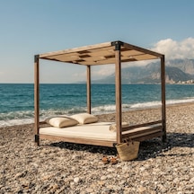 İahşap Pergola - Dalgalı Brandalı Plaj Ve Bahçe Gölgeliği - Dekoratif Köşk Kamelya Ceviz