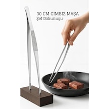 Paslanmaz Çelik Şef Cımbızı 30 Cm Mutfak Maşası Kızartma Maşası
