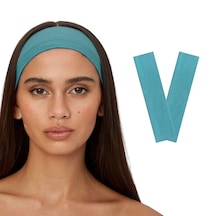 2li Kadın Saç Bandı Bandana Pamuk Likralı Spor Headband Turkuaz