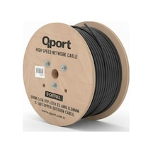 Qport Q-catfull 500 M Lszh Cat6 Outdoor 23awg 0.58mm %100 Bakır Siyah Kablo