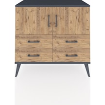 Hyperion Şifonyer 2 Raflı 4 Çekmeceli 2 Kapaklı 88x44x80 Antrasit-çam Çam