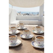 Acar Jasmine 6 Kişilik Porselen Kahve Fincan Takımı - 90 Ml Beyaz