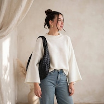 Marka Model Yarasa Kol Crop Kazak Ekru