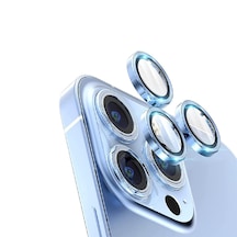 Iphone 13 Pro Max Kamera Camı Lens Koruyucu Halka Set Sierra Mavi