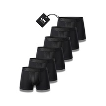 Underworld Erkek 6'lı Paket Siyah Likralı Pamuklu Premium Boxer Seti S S