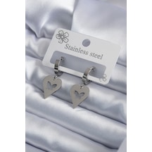 316l Çelik Gümüş Renk Kalp Model Kelebek İşleme Kadın Küpe Renkli