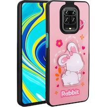 Noktaks - Redmi Note 9s Uyumlu Kılıf Parlayan Kabartmalı İkonik Figürlü Amas Silikon Kapak - Pembe - T31531