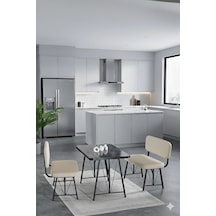 Elfin 70x110cm Sabit Bendir, Yemek Masası, Yemek Masası Takımı, 2 Krem Benchli Krem