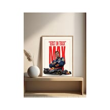 F1 Max Verstappen Ahşap Çerçeveli Tek Parça Genç Odası Tablo Çok Renkli - 832217093 Çok Renkli