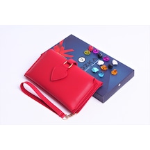Ozka Leather Collection Kişiye Özel Kalp Klipsli Kadın Cüzdan Kırmızı
