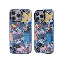Newface Apple İphone 14 Pro Kılıf Prada Desenli Kapak - Prada Pembe - 1 Mavi